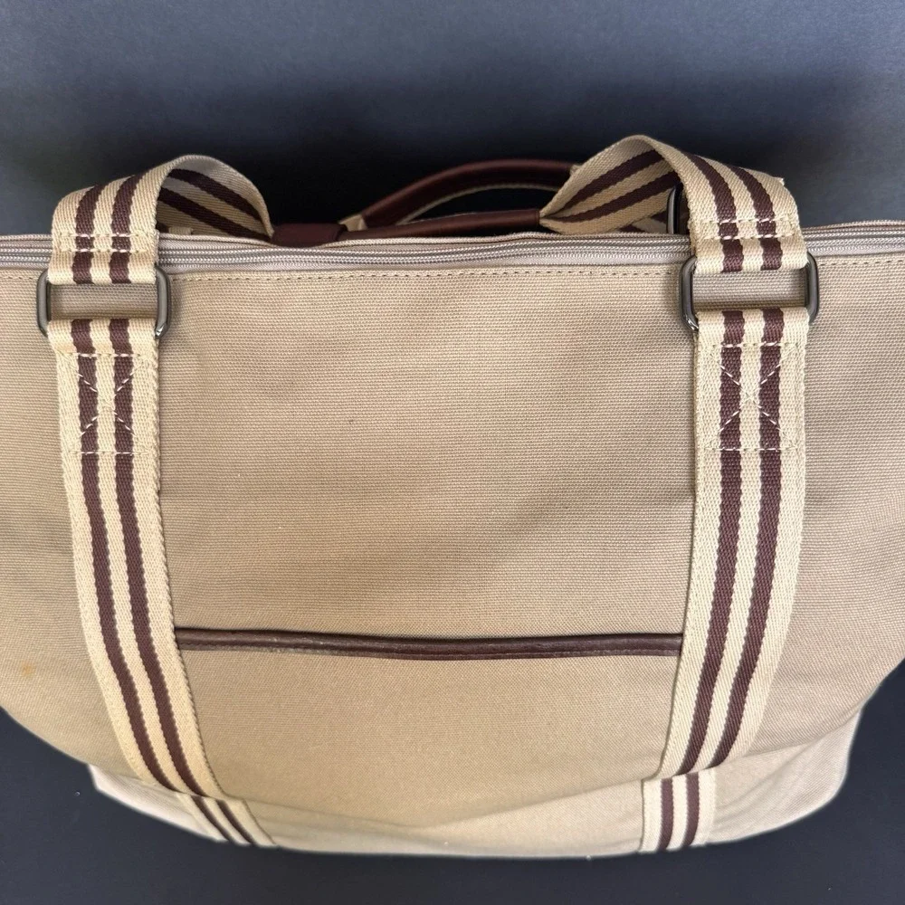 Baekgaard Tom Zipper Tote in Desert Tan Canvas with Italian Leather NWT